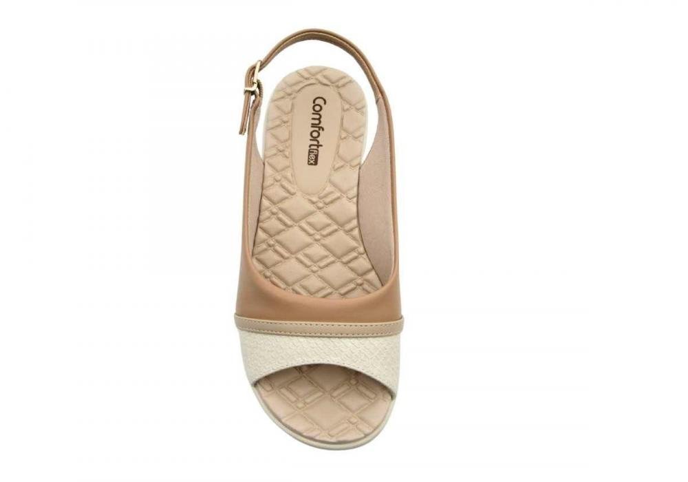 Sandália Feminina Comfortflex Conforto 2486404 Anabela Bege 3