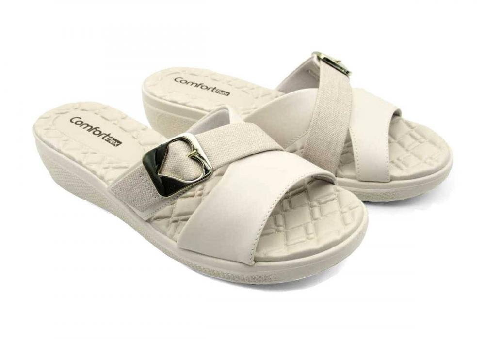 Tamanco Comfortflex Feminino Slide Flatform 2486401 Off White 2