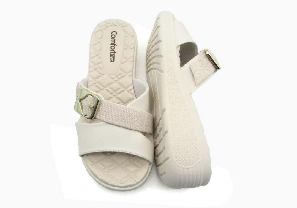Tamanco Comfortflex Feminino Slide Flatform 2486401 Off White 3