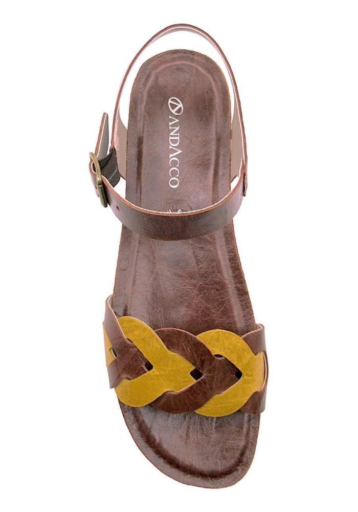 Sandália Rasteira Feminina Andacco em Couro 14271 Marrom 3