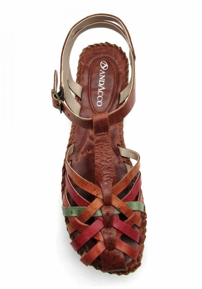 Sandália Feminina Andacco Rasteirinha em Couro 12382 Marrom 3