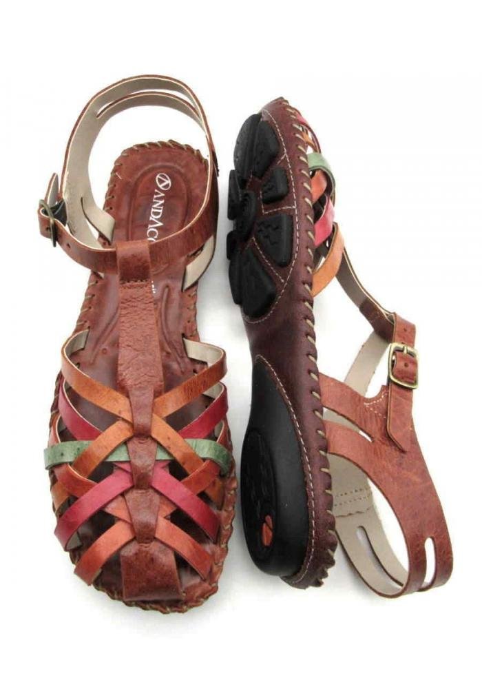 Sandália Feminina Andacco Rasteirinha em Couro 12382 Marrom 4