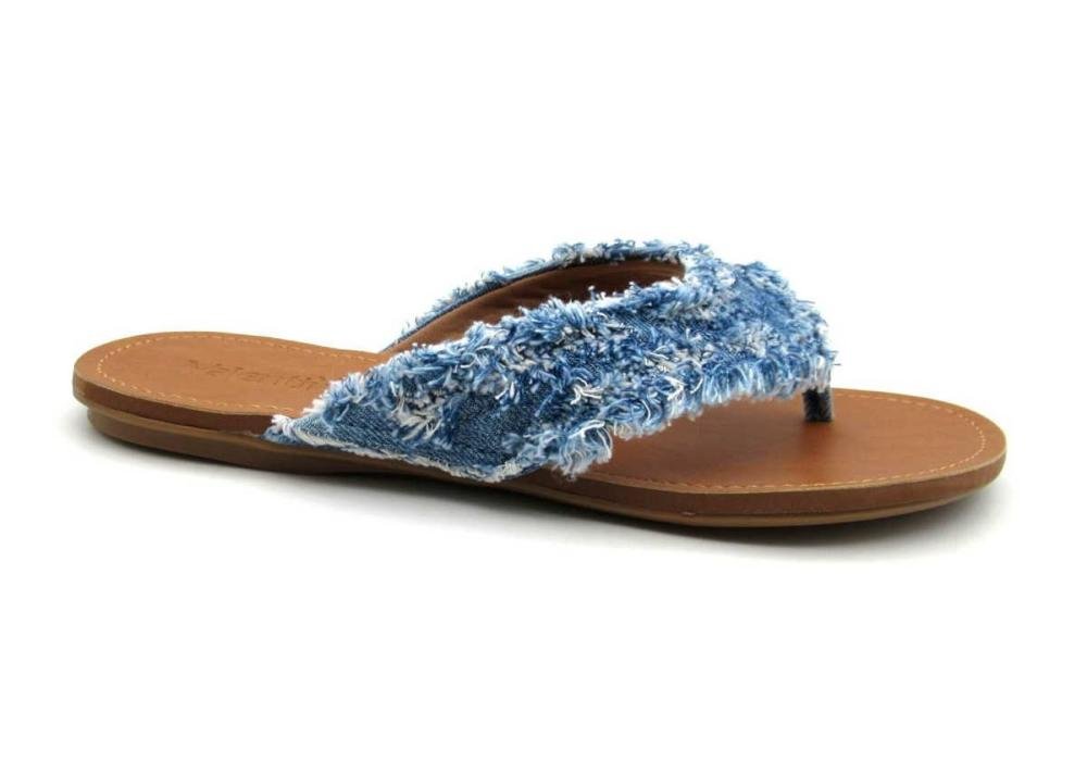 Tamanco Rasteiro De Dedo Valentina 230271 Jeans Azul 1
