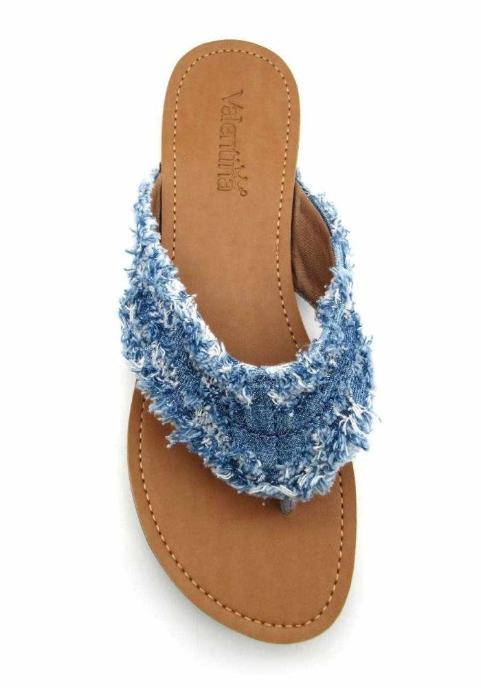 Tamanco Rasteiro De Dedo Valentina 230271 Jeans Azul 3