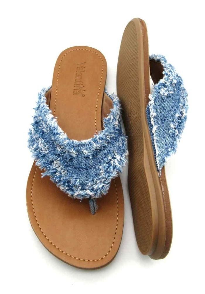 Tamanco Rasteiro De Dedo Valentina 230271 Jeans Azul 4
