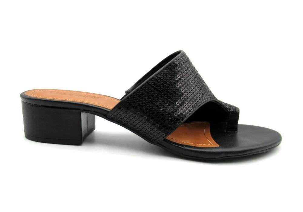 Tamanco Feminino Valentina 453005 Lantejoulas Preto 1