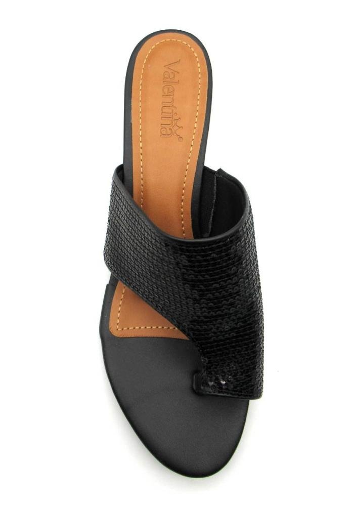 Tamanco Feminino Valentina 453005 Lantejoulas Preto 3