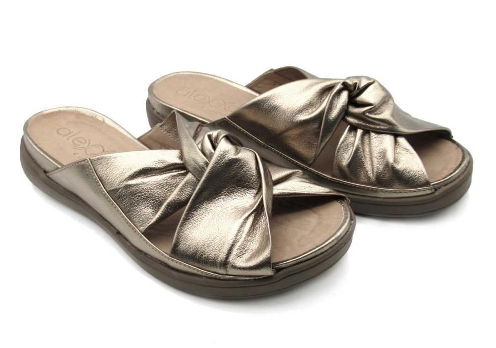 Tamanco Opananken Antistress 100% Couro Alexxa 71109 Prata 2