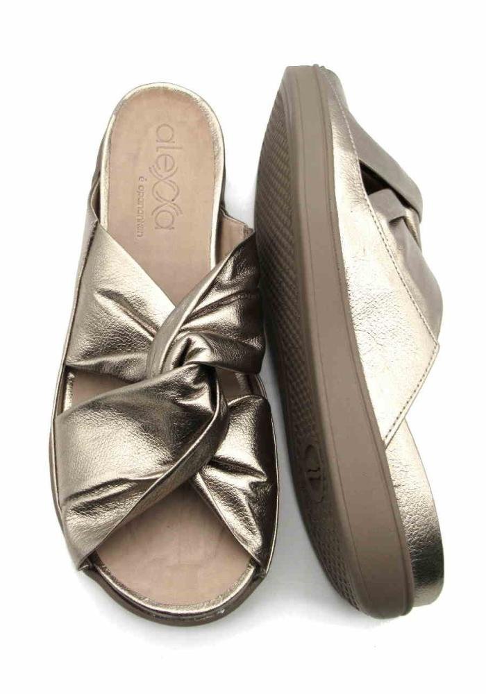 Tamanco Opananken Antistress 100% Couro Alexxa 71109 Prata 4