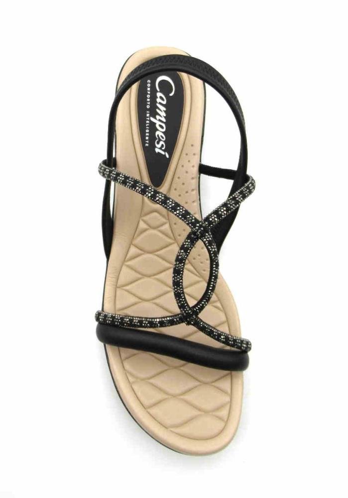 Sandália Campesí Salto Bloco Feminina Strass CP162 Preto 4