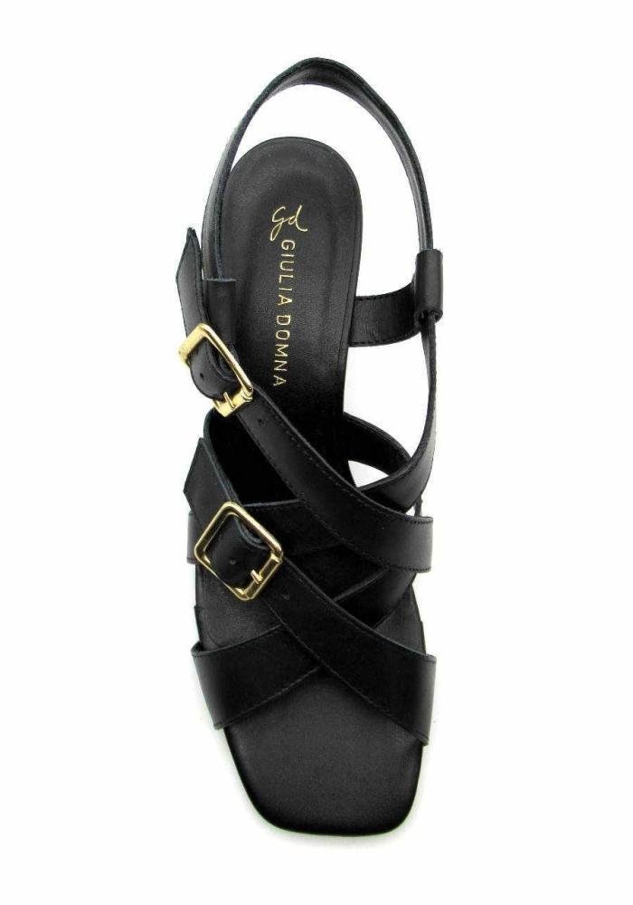 Sandália Social Feminina de Couro Giulia Domna 586005 Preta Preto 4
