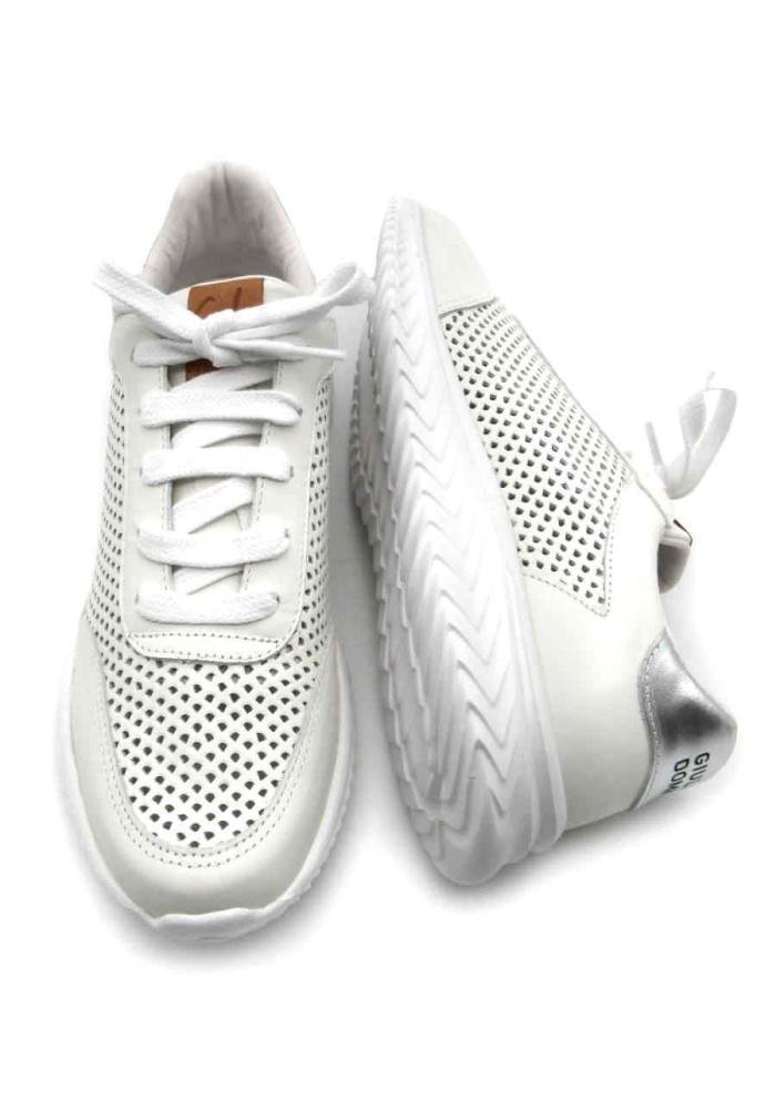 Tênis Casual Feminino de Couro Giulia Domna 177009 Branco/Prata 4