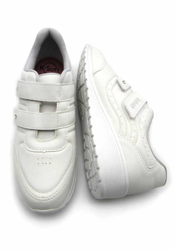Sapatênis Kolosh Feminino Anabela C2282A Velcros Branco 5
