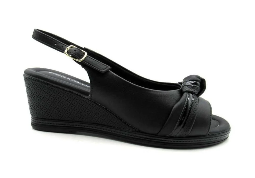 Sandália Piccadilly Feminina Anabela 408230 Preto Preto 1
