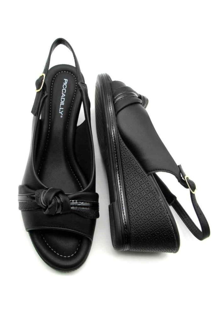 Sandália Piccadilly Feminina Anabela 408230 Preto Preto 4
