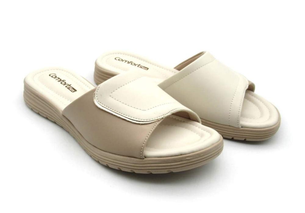Tamanco Comfortflex Feminino Slide Flatform 2451401 Bege 2