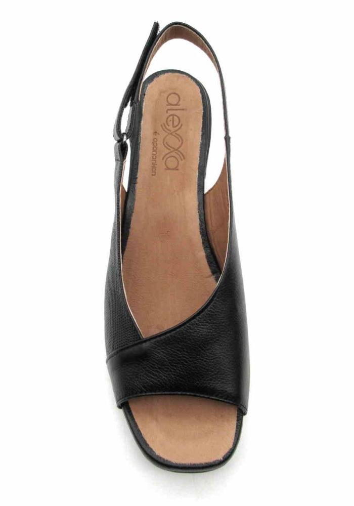 Sandália Feminina Opananken Alexxa Salto Bloco 93603 Couro Preto 3