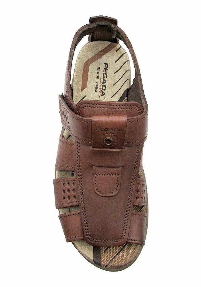 Sandália Masculina Pegada de Couro 132256 Ajustável Cinza 3