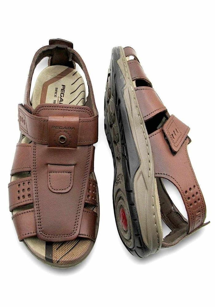 Sandália Masculina Pegada de Couro 132256 Ajustável Cinza 4