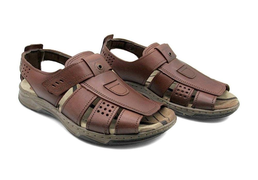 Sandália Masculina Pegada de Couro 132256 Ajustável Marrom 2