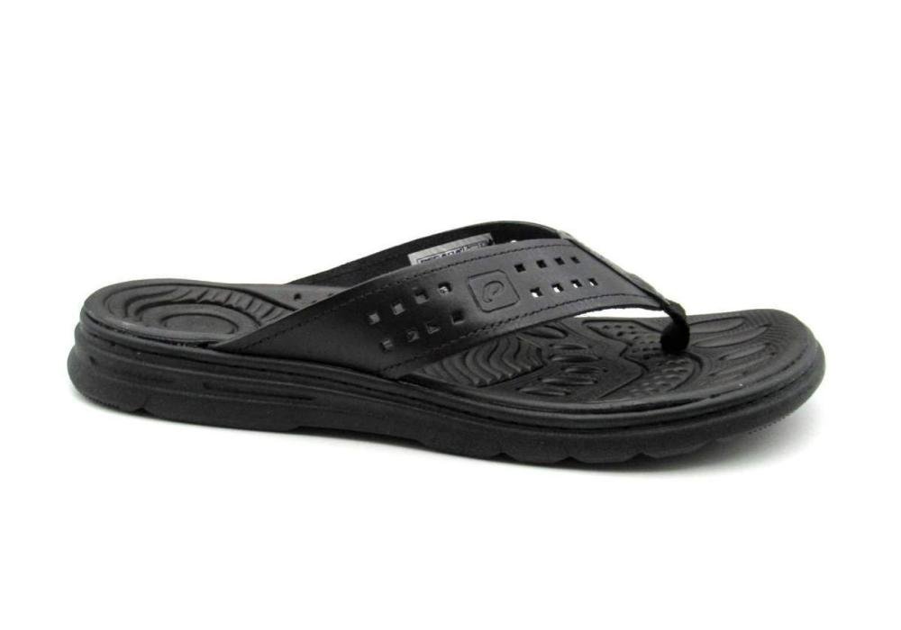 Chinelo de Dedo Masculino Pegada Couro 134202 Preto Preto 1