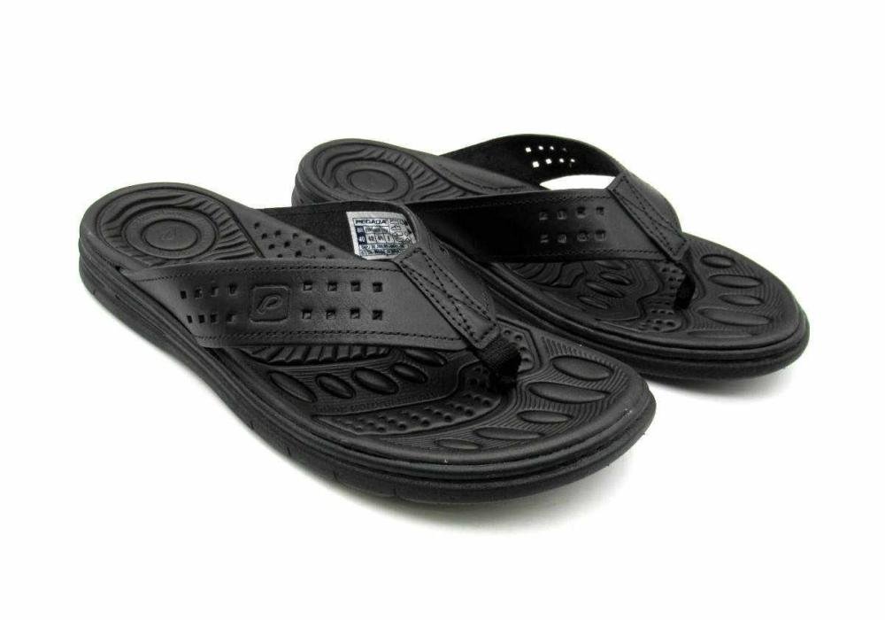 Chinelo de Dedo Masculino Pegada Couro 134202 Preto Preto 2