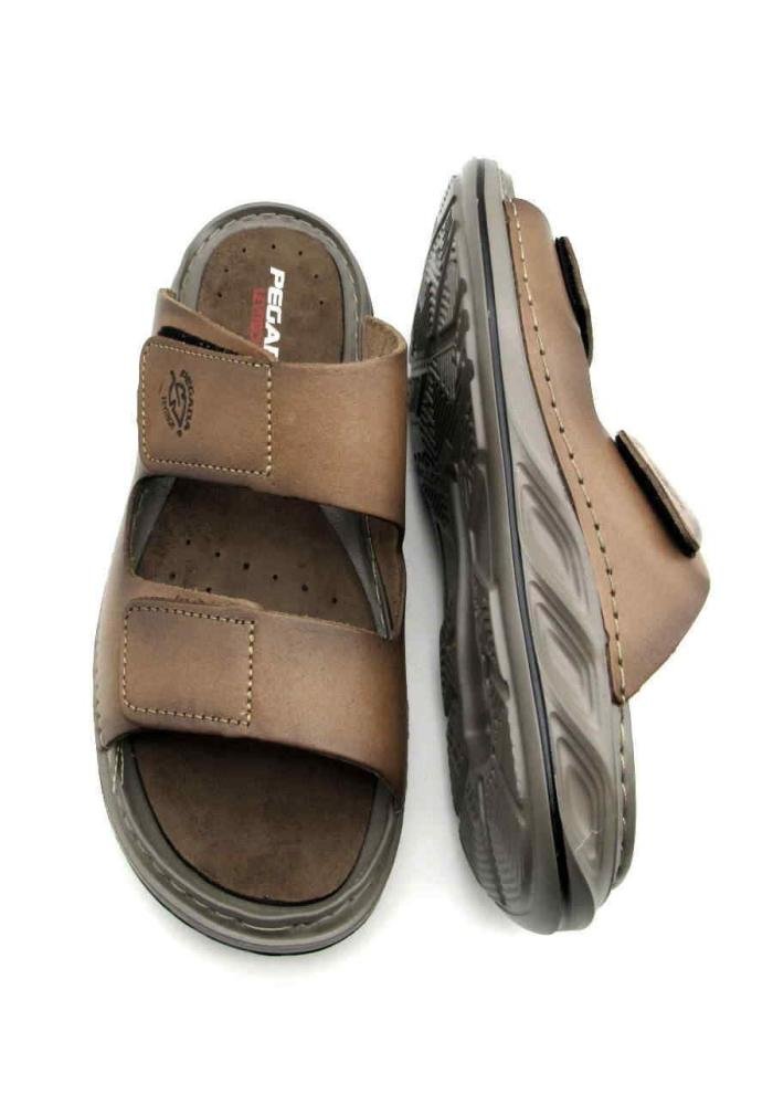 Chinelo Masculino Pegada Ajustável de Couro 134101 Velcros Marrom 4