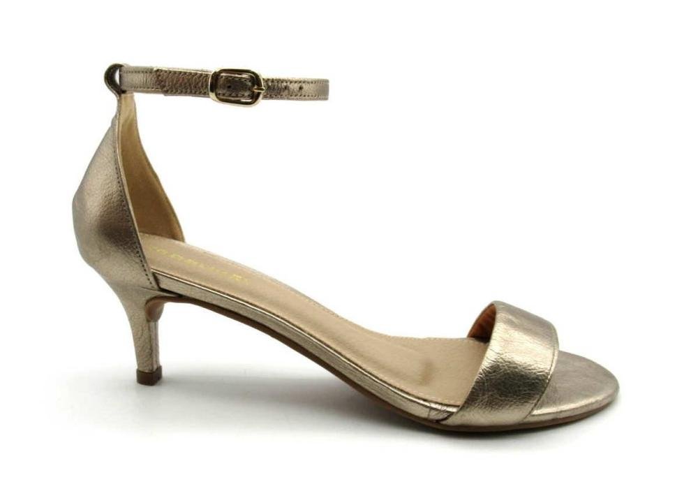 Sandália Feminina de Couro Marlinês Salto Fino 5610  Dourado 1