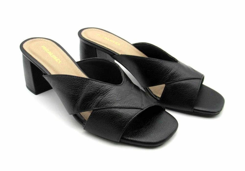 Tamanco Feminino Couro Salto Bloco Marlinês 5858 Preto Preto 2
