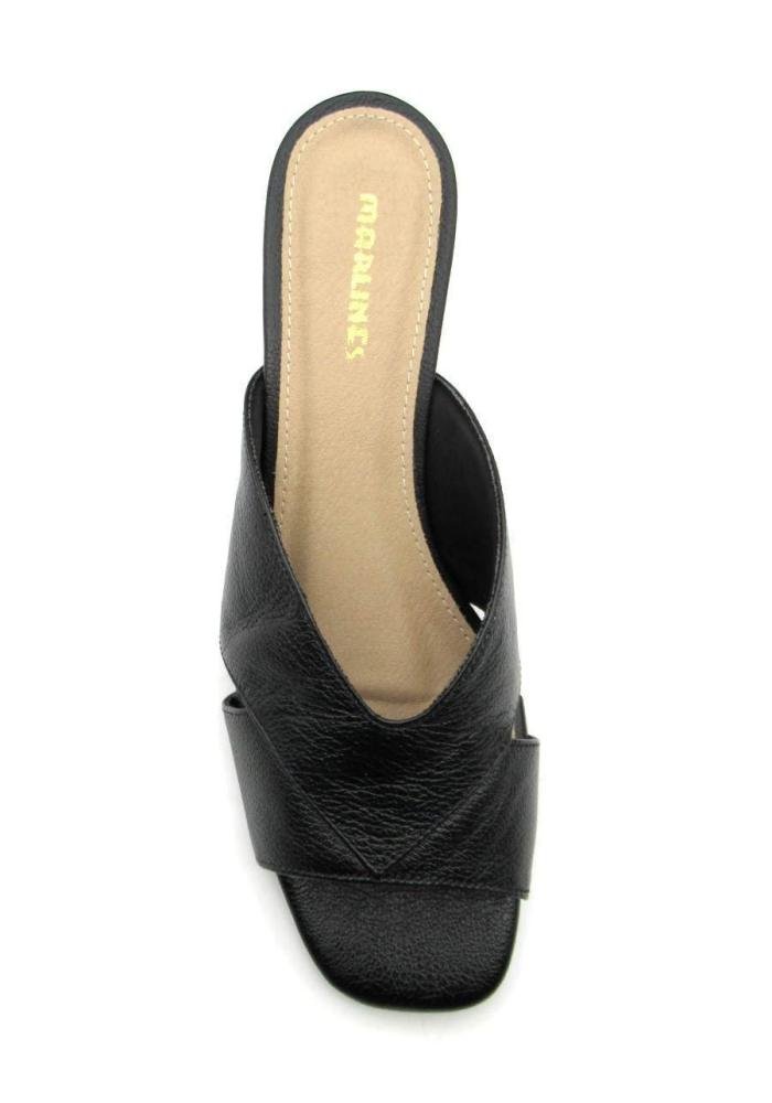 Tamanco Feminino Couro Salto Bloco Marlinês 5858 Preto Preto 3