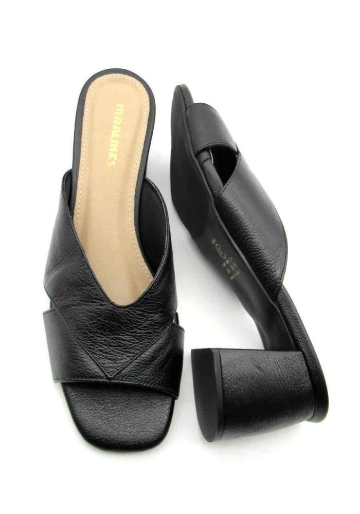 Tamanco Feminino Couro Salto Bloco Marlinês 5858 Preto Preto 4