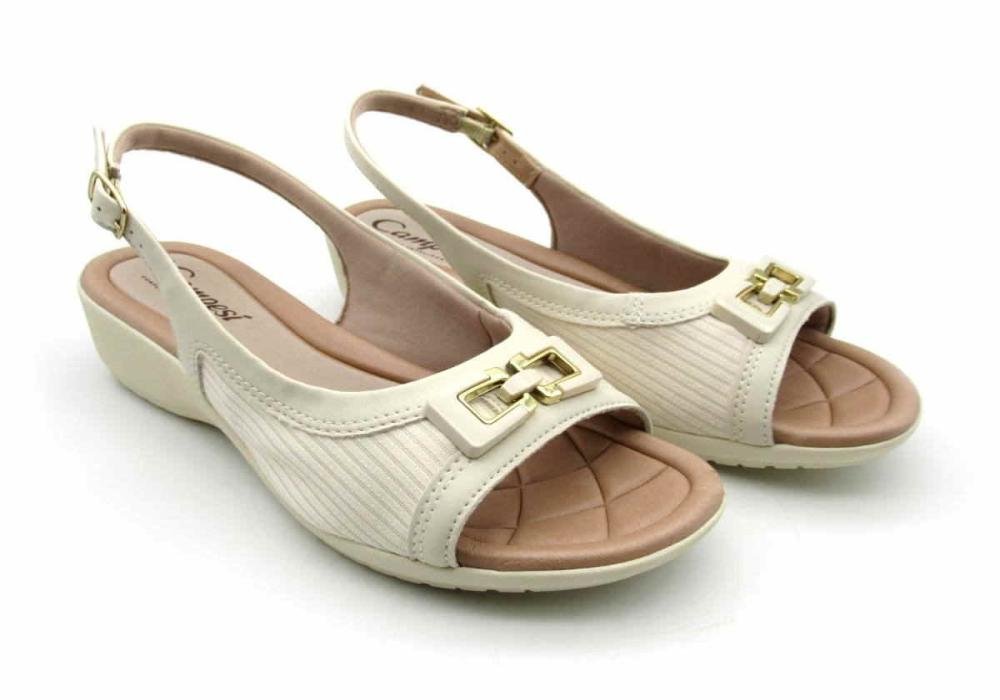 Sandália Feminina Campesí Anabela CP152 Marfim Branco 2