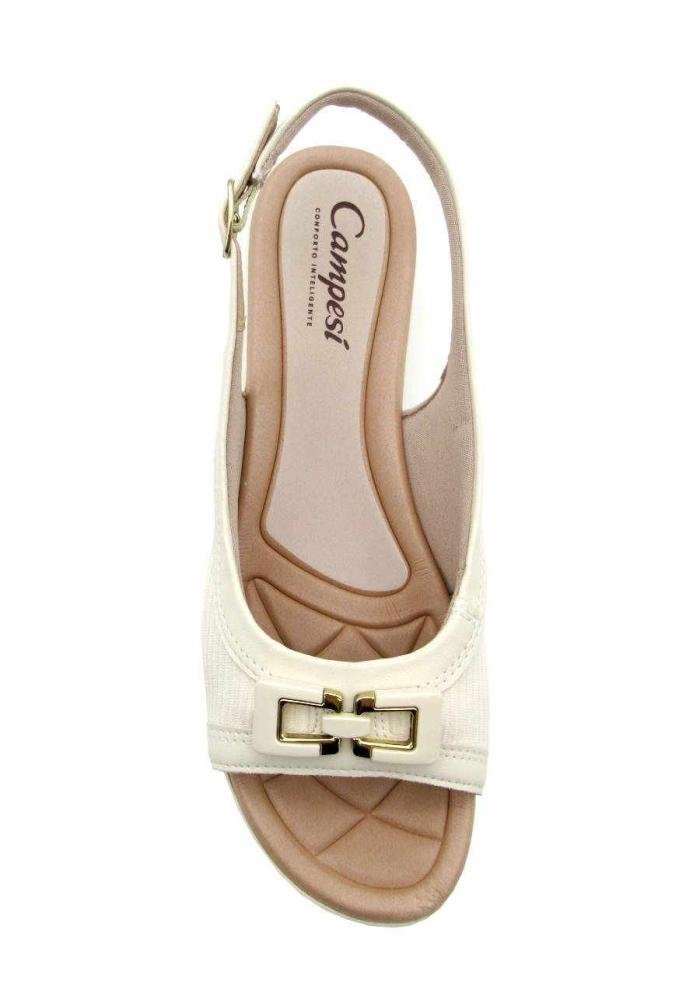 Sandália Feminina Campesí Anabela CP152 Marfim Branco 3