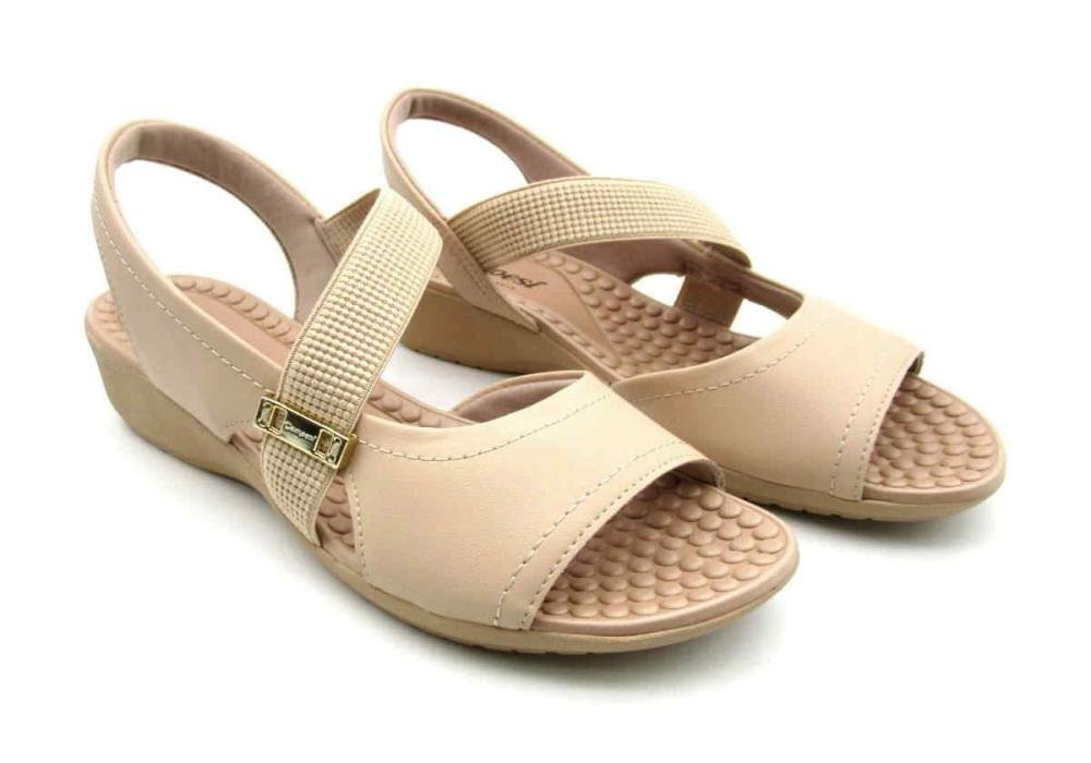 Sandália Campesí Papete Anabela CP081 Nude Bege 2