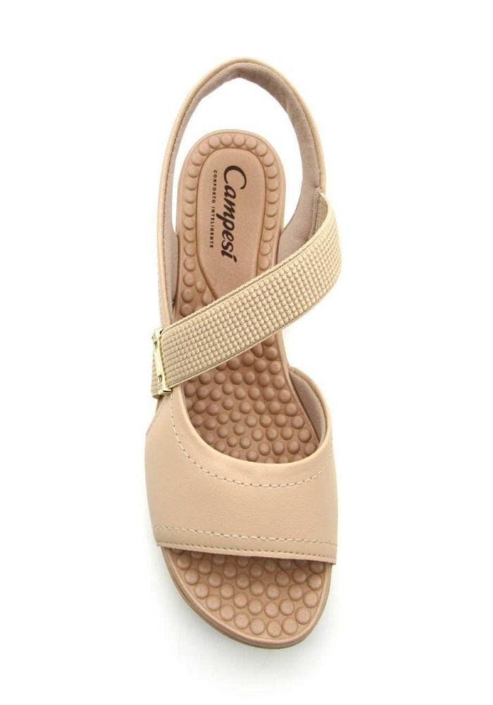 Sandália Campesí Papete Anabela CP081 Nude Bege 3