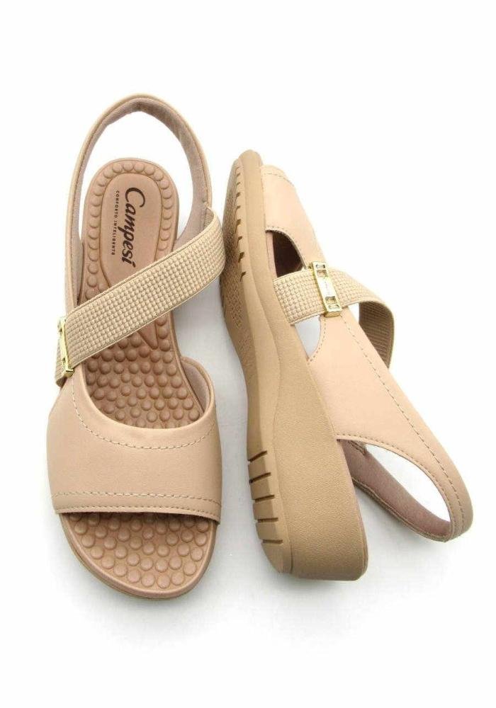 Sandália Campesí Papete Anabela CP081 Nude Bege 4