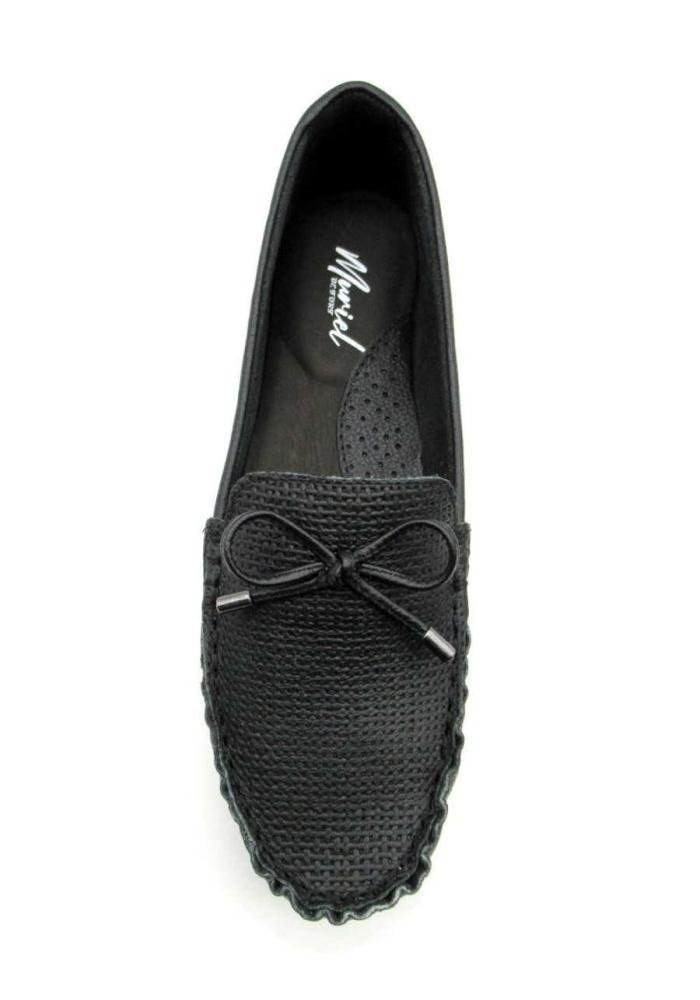 Sapato Mocassim Feminino de Couro Muriel 1390-10 Preto Preto 3