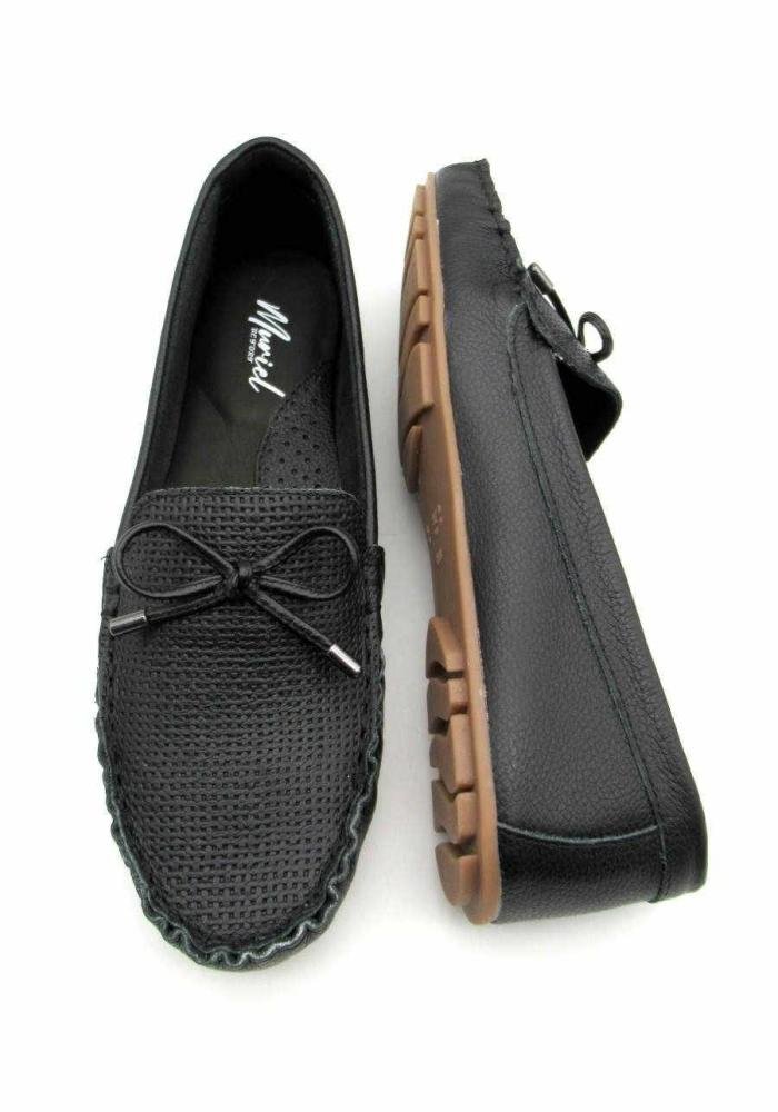 Sapato Mocassim Feminino de Couro Muriel 1390-10 Preto Preto 4