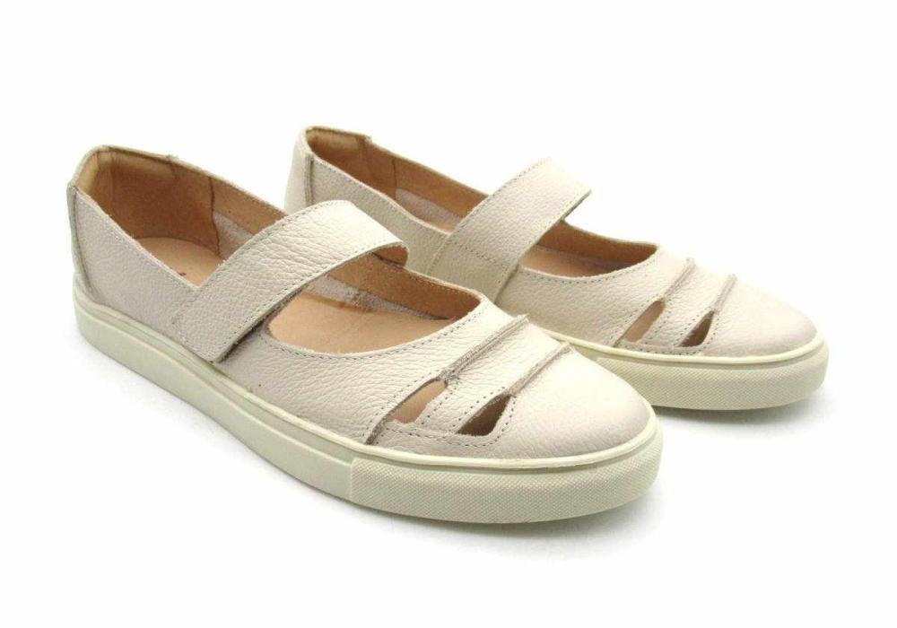 Sapatênis Casual Feminino Couro Muriel 1885-22 Bege 2