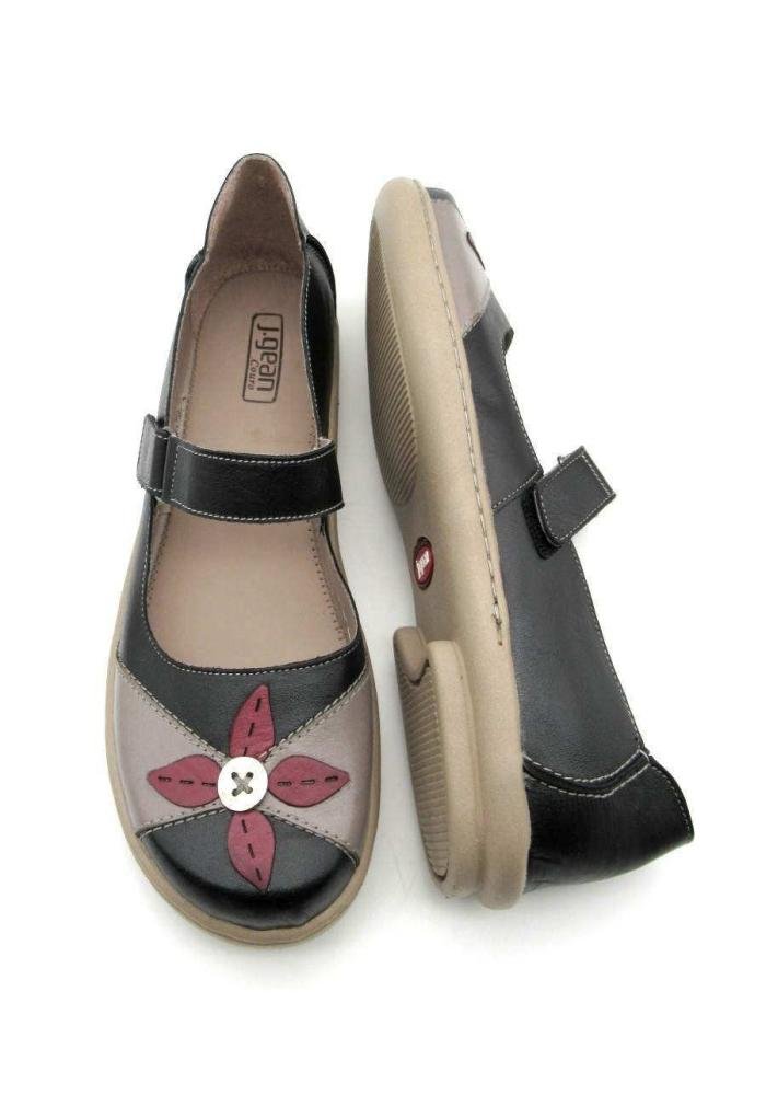 Sapatilha Feminina Jgean De Couro GG0009 Preto 4