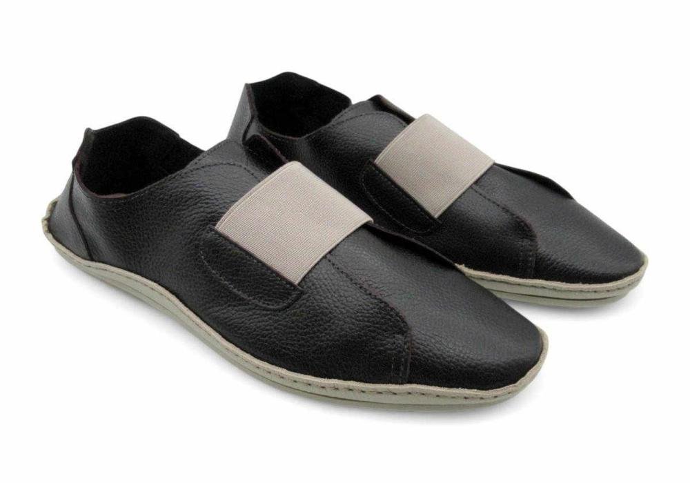 Sapatênis Feminino Adhere de Couro 103-0320 Preto/Bege 2