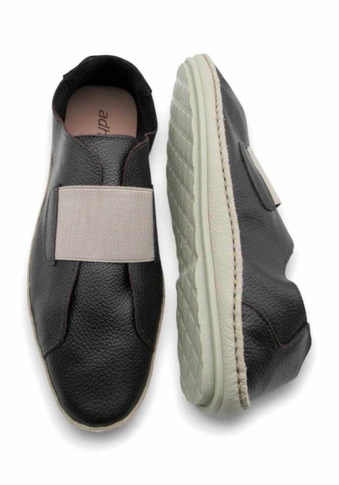 Sapatênis Feminino Adhere de Couro 103-0320 Preto/Bege 4