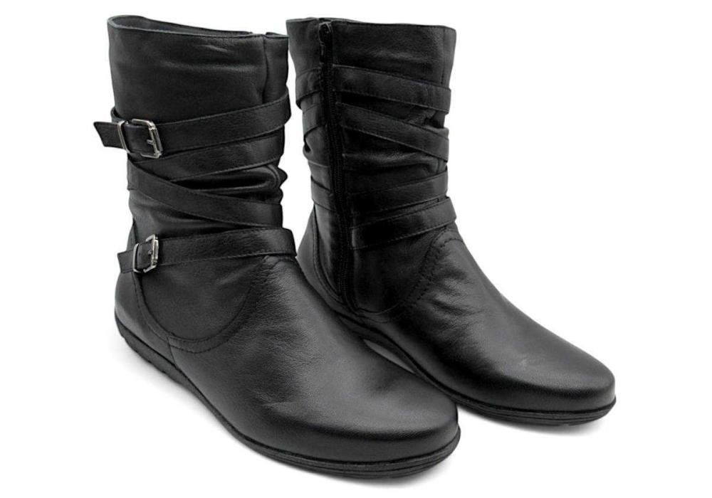 Bota Feminina Cano Médio Chamonix Couro 37684 Preta Preto 2