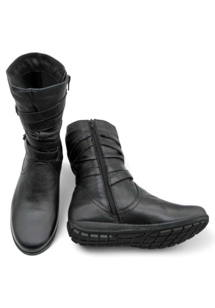 Bota Feminina Cano Médio Chamonix Couro 37684 Preta Preto 5