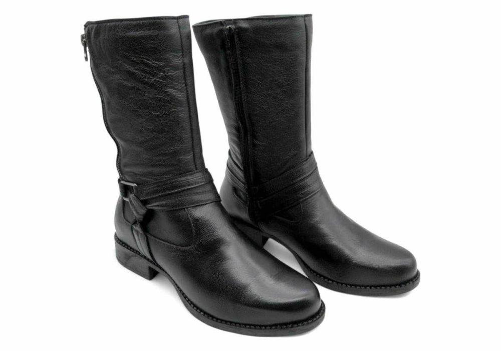 Bota Feminina Cano Médio Chamonix Couro 454528 Preta Preto 2