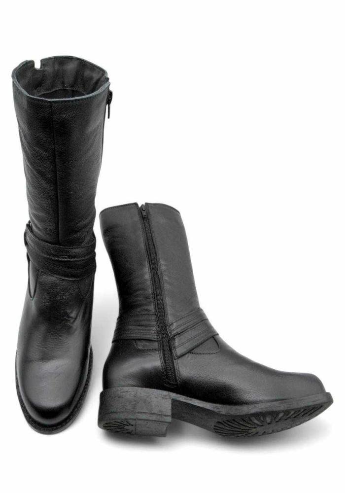 Bota Feminina Cano Médio Chamonix Couro 454528 Preta Preto 4