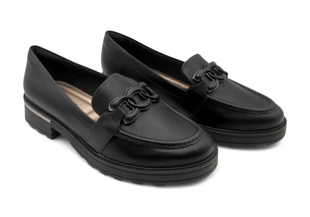 Loafer Tratorado Piccadilly Feminino 735036 Preto Preto 2