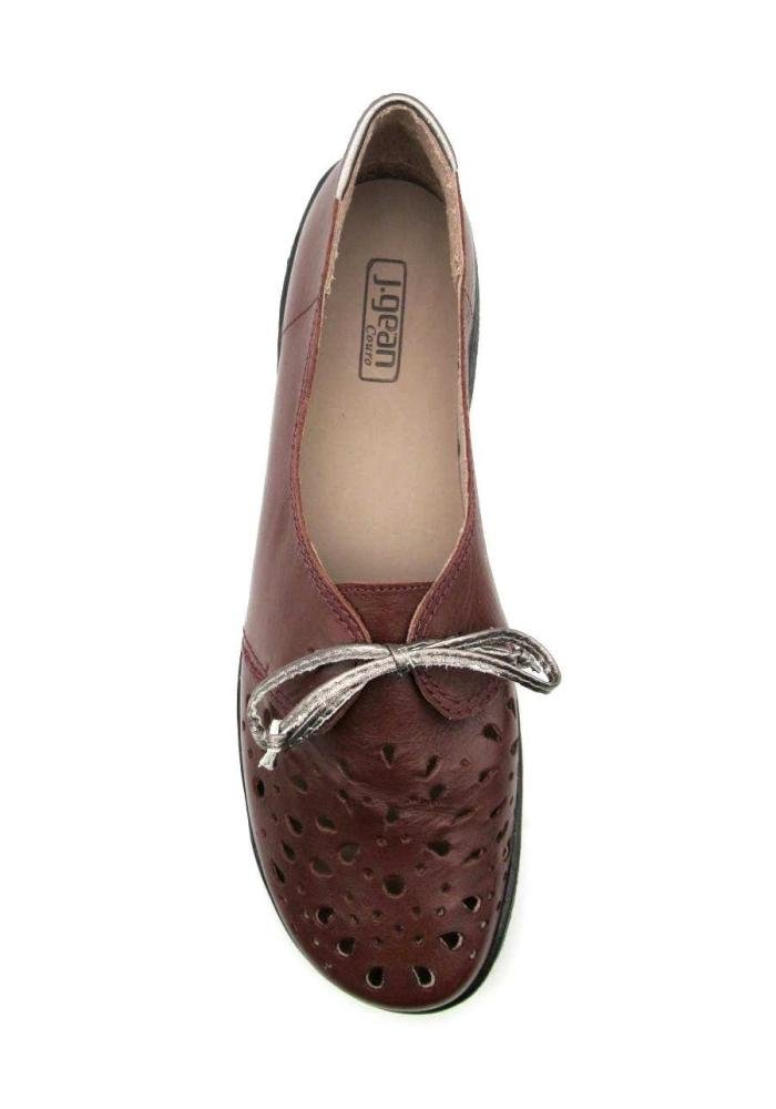 Sapato Feminino JGean Oxford de Couro CL0087 Marrom 3