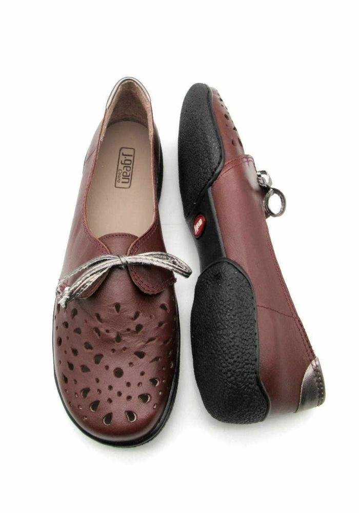 Sapato Feminino JGean Oxford de Couro CL0087 Marrom 4