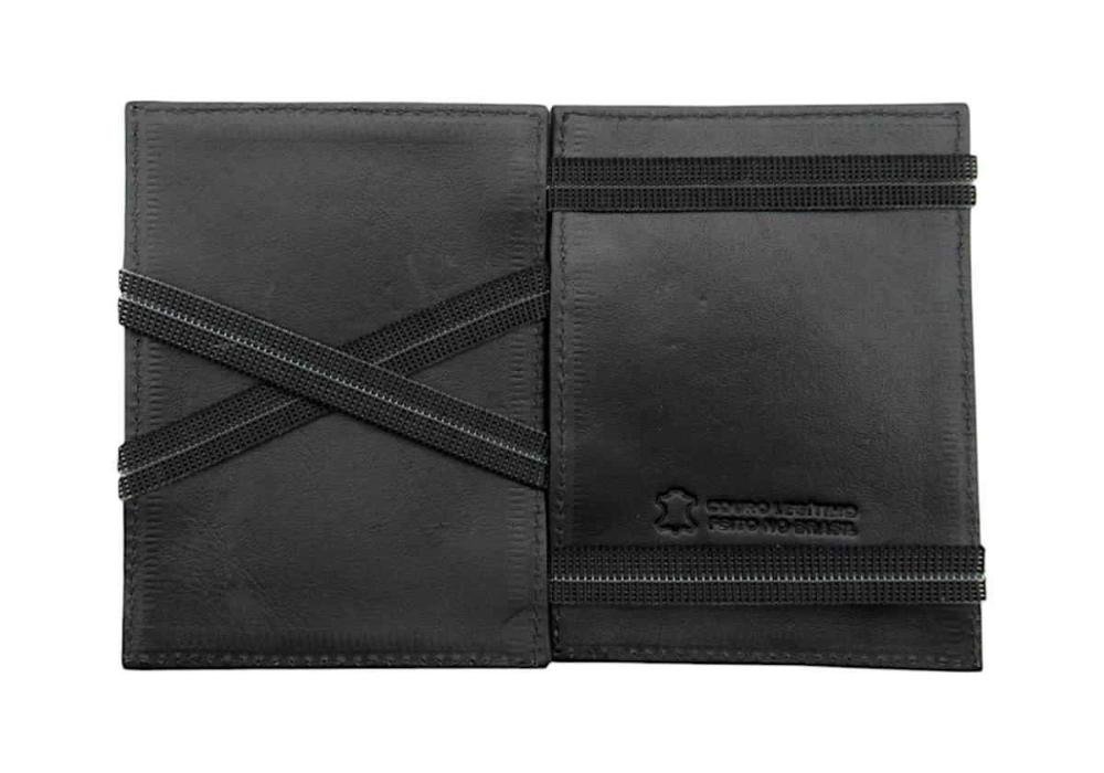 Carteira Mágica e Porta Cartão Masculina Classe Couro PC12-3 Preto 3